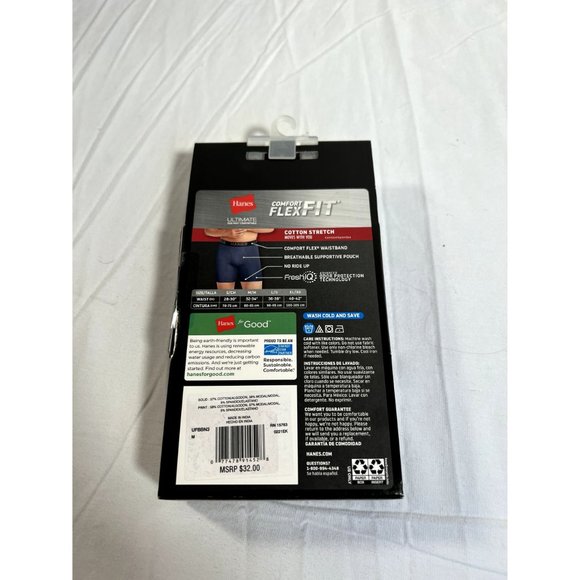 Hanes Ultimate Flex Fit Odor Control boxer Briefs Mens sz Medium 32-34 Black Wh - Picture 4 of 5